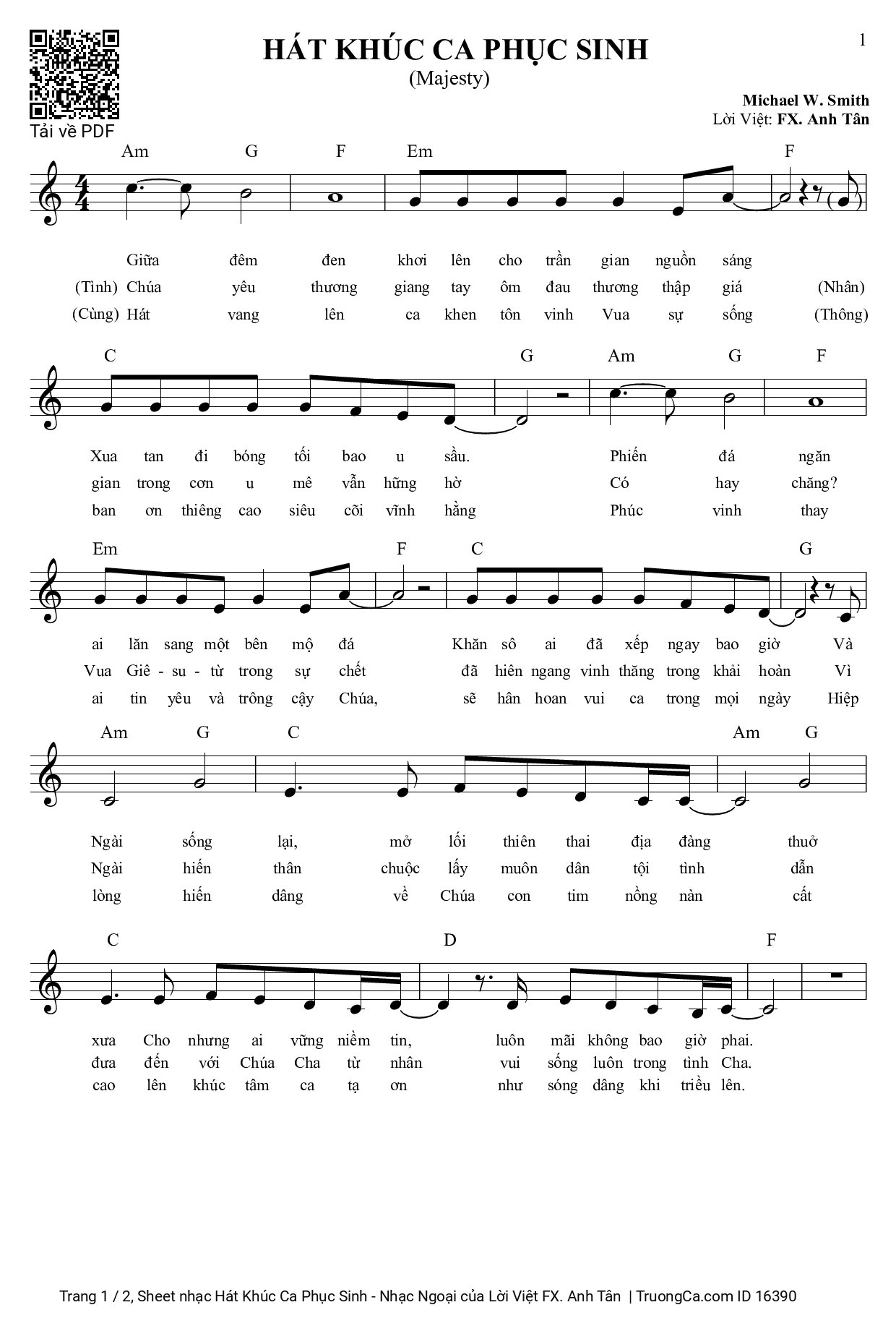 Sheet PDF of Hát Khúc Ca Phục Sinh - Nhạc Ngoại