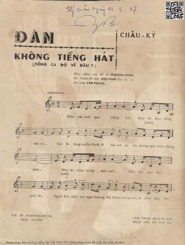 Page 2 of Sheet music PDF Đàn không tiếng hát - Châu Kỳ