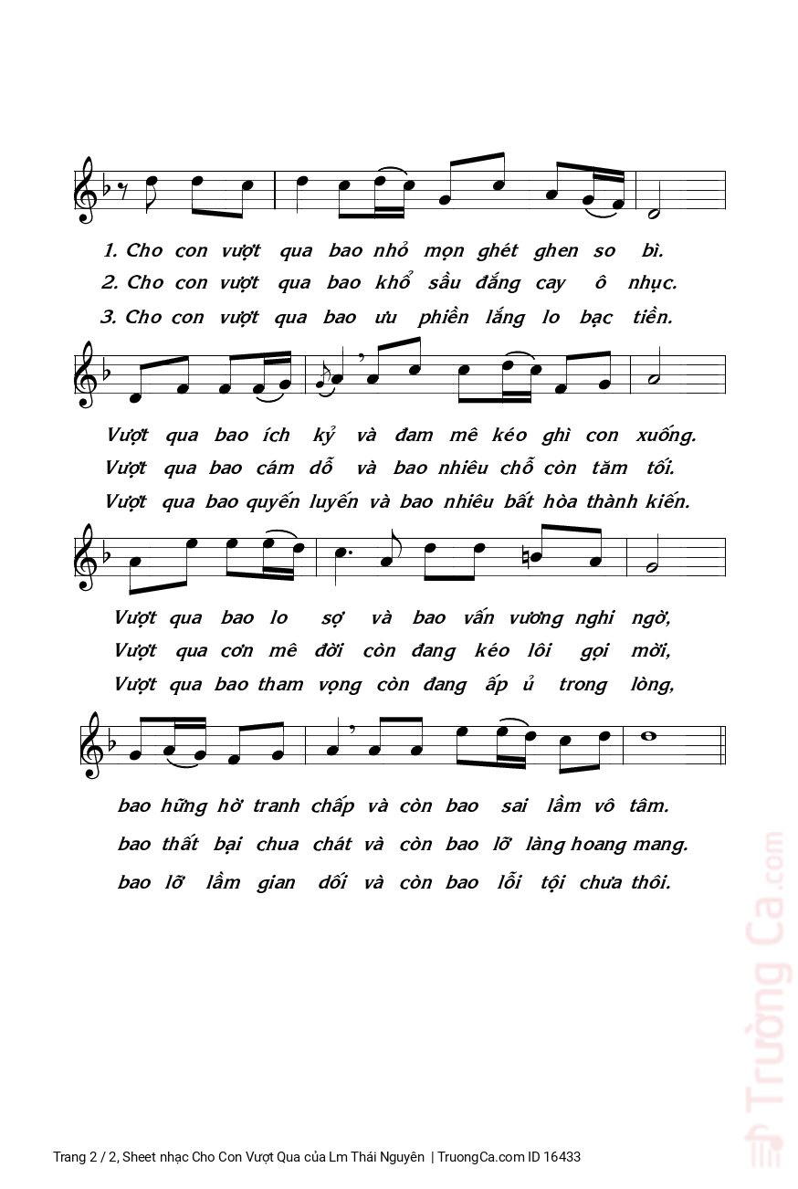 Page 2 of Sheet music PDF Cho Con Vượt Qua - Lm Thái Nguyên