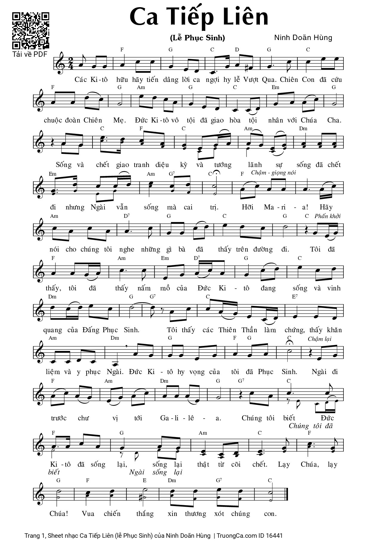 Sheet PDF of Ca Tiếp Liên (lễ Phục Sinh)