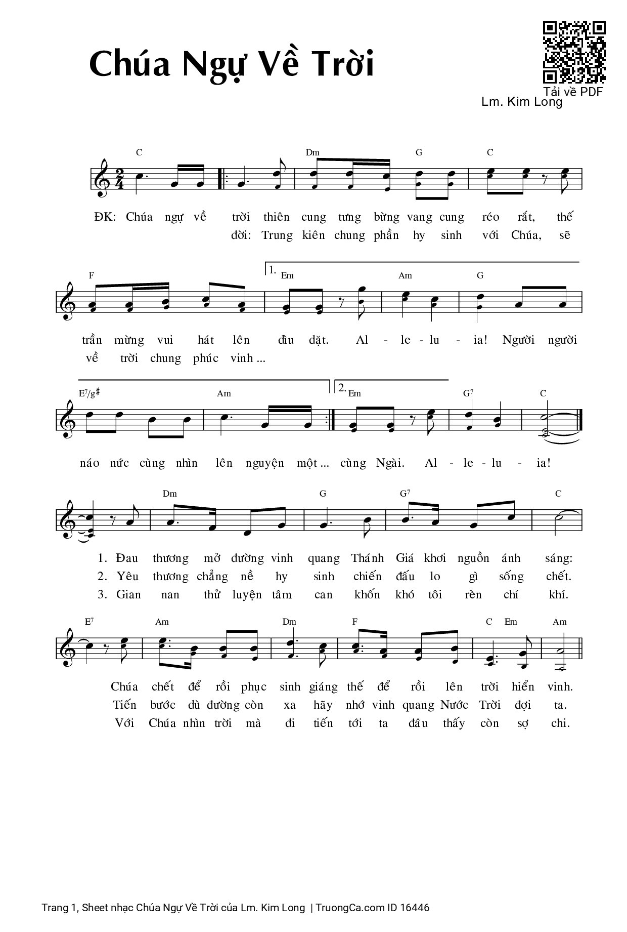 Sheet PDF of Chúa Ngự Về Trời