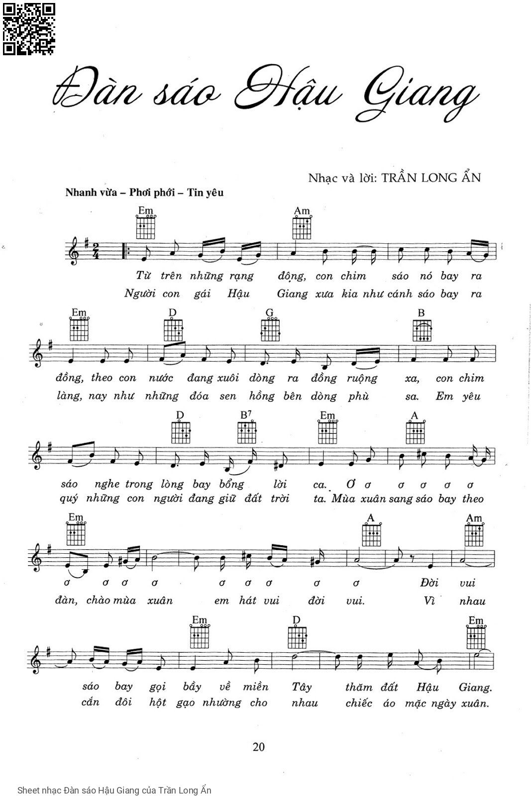 Sheet PDF of Đàn sáo Hậu Giang