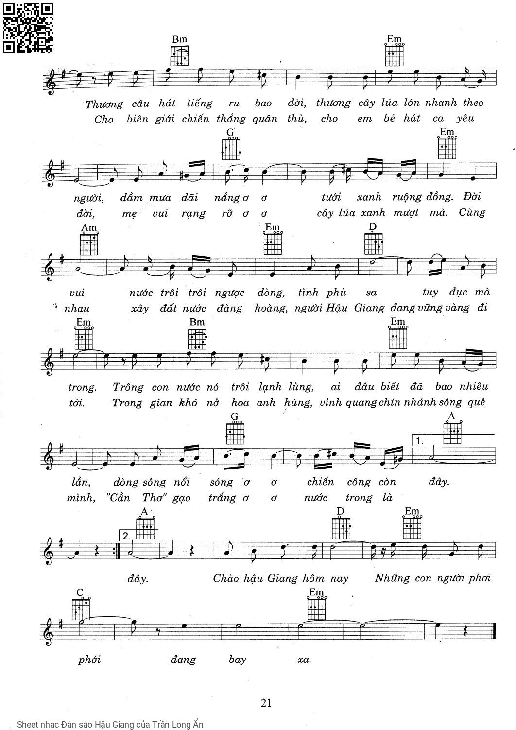 Page 2 of Sheet music PDF Đàn sáo Hậu Giang - Trần Long Ẩn