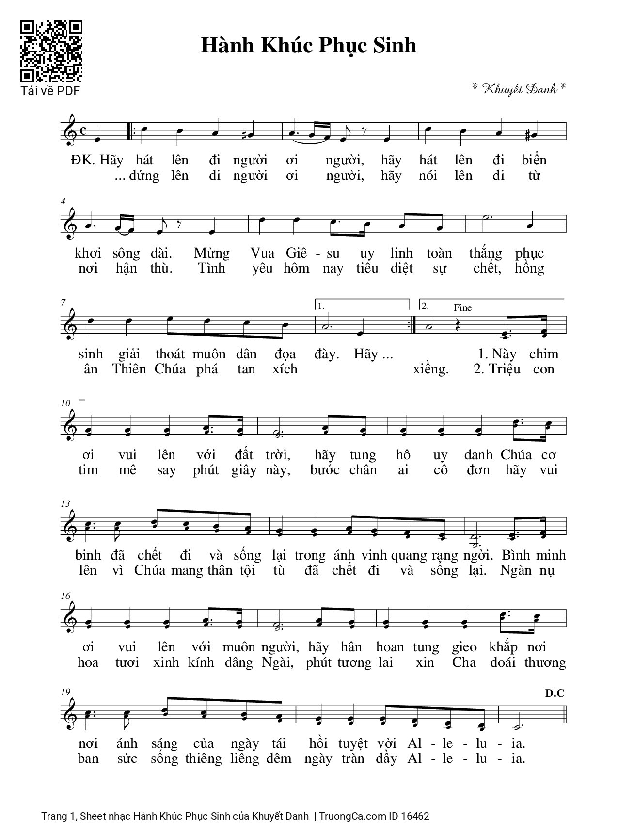 Sheet PDF of Hành Khúc Phục Sinh