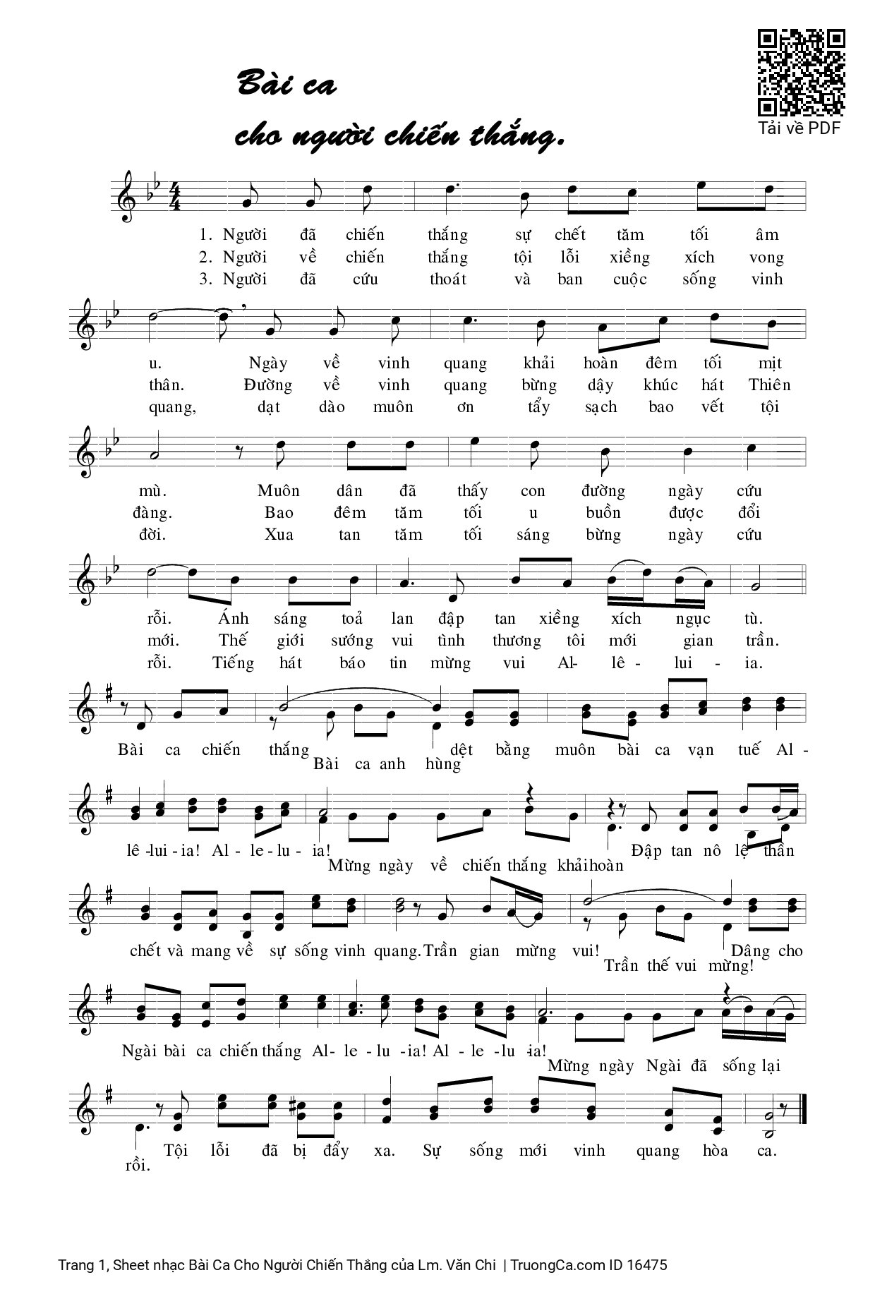 Sheet PDF of Bài Ca Cho Người Chiến Thắng