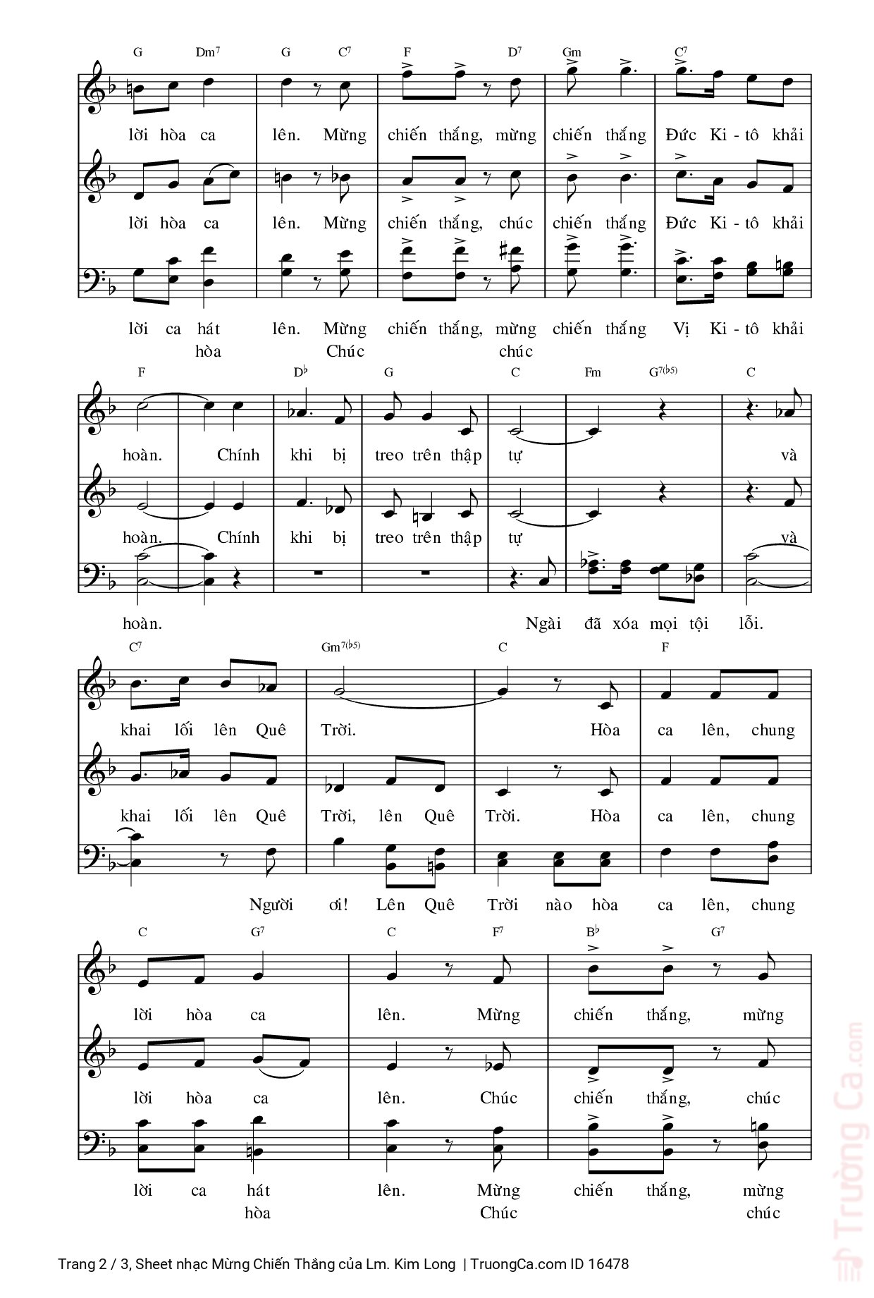 Page 2 of Sheet music PDF Mừng Chiến Thắng - Lm. Kim Long