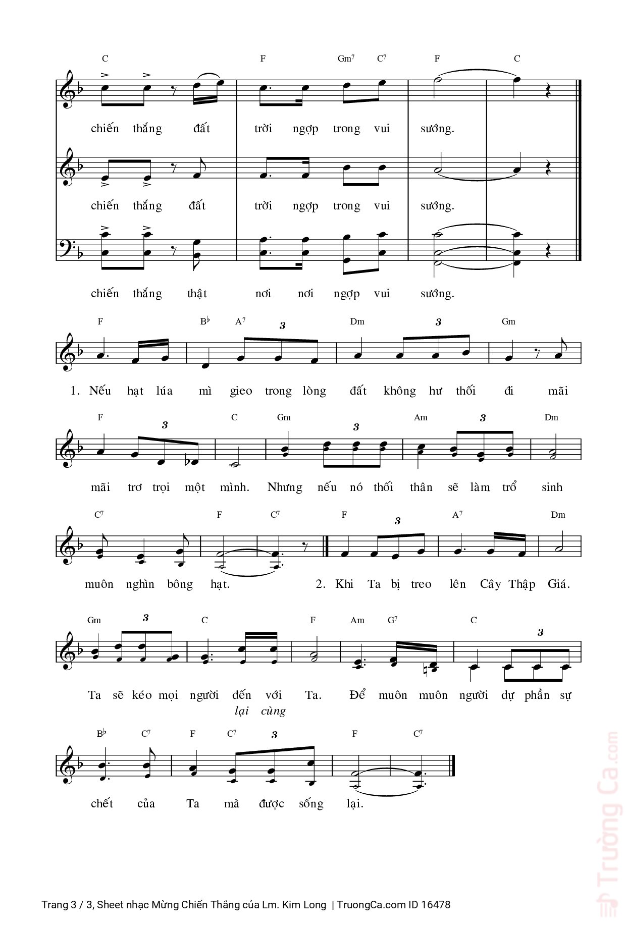 Page 3 of Sheet music PDF Mừng Chiến Thắng - Lm. Kim Long