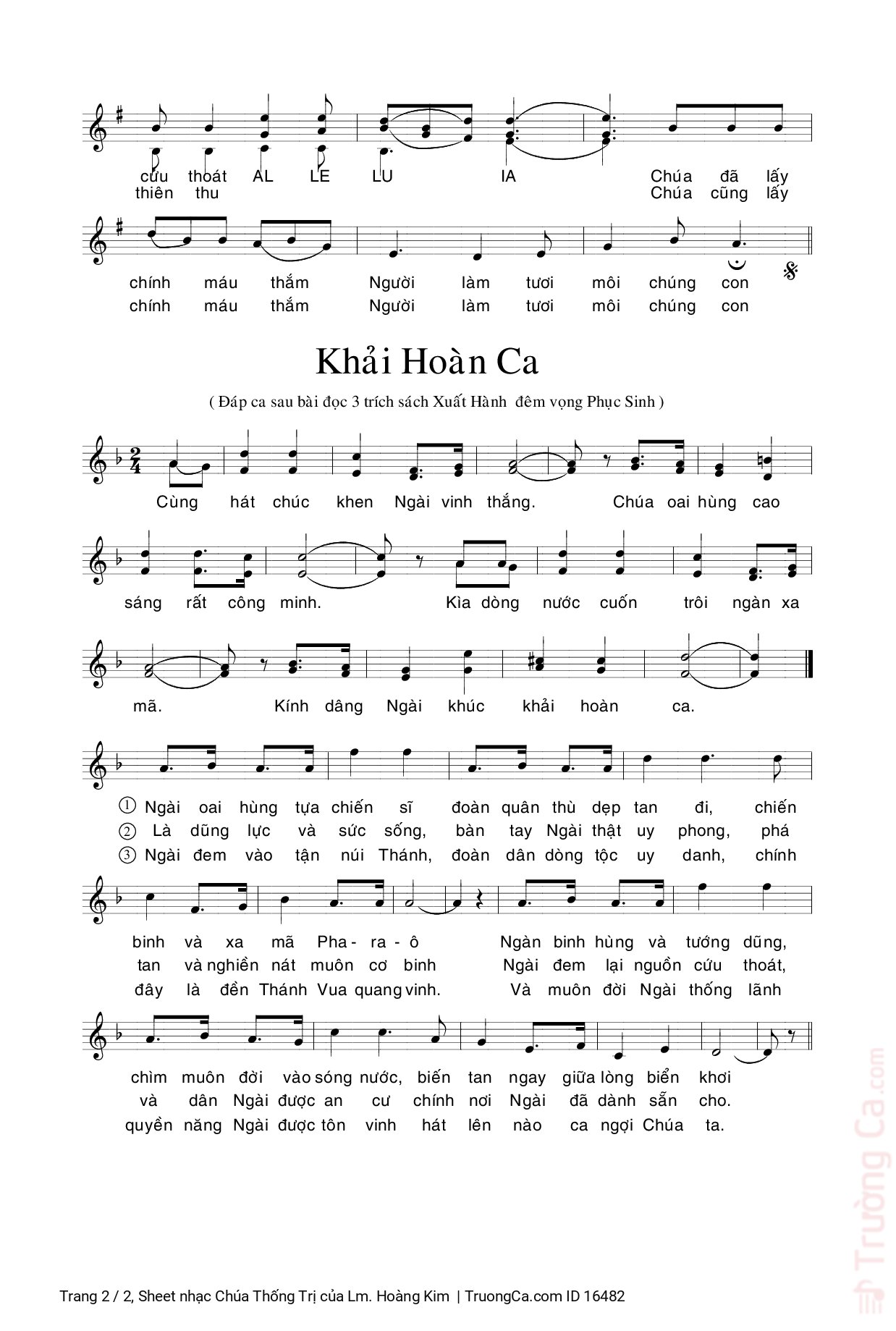 Page 2 of Sheet music PDF Chúa Thống Trị - Lm. Hoàng Kim