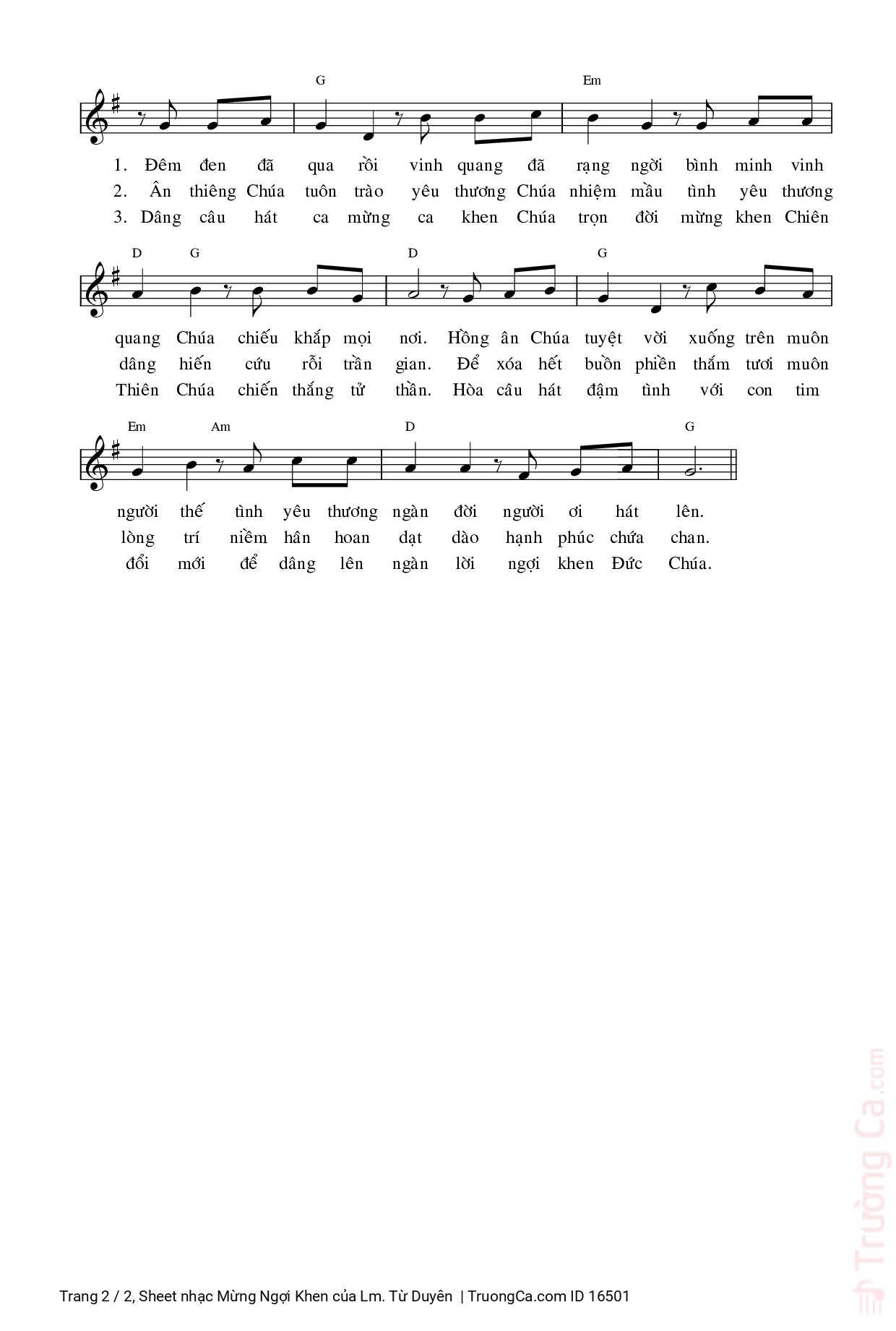 Page 2 of Sheet music PDF Mừng Ngợi Khen - Lm. Từ Duyên