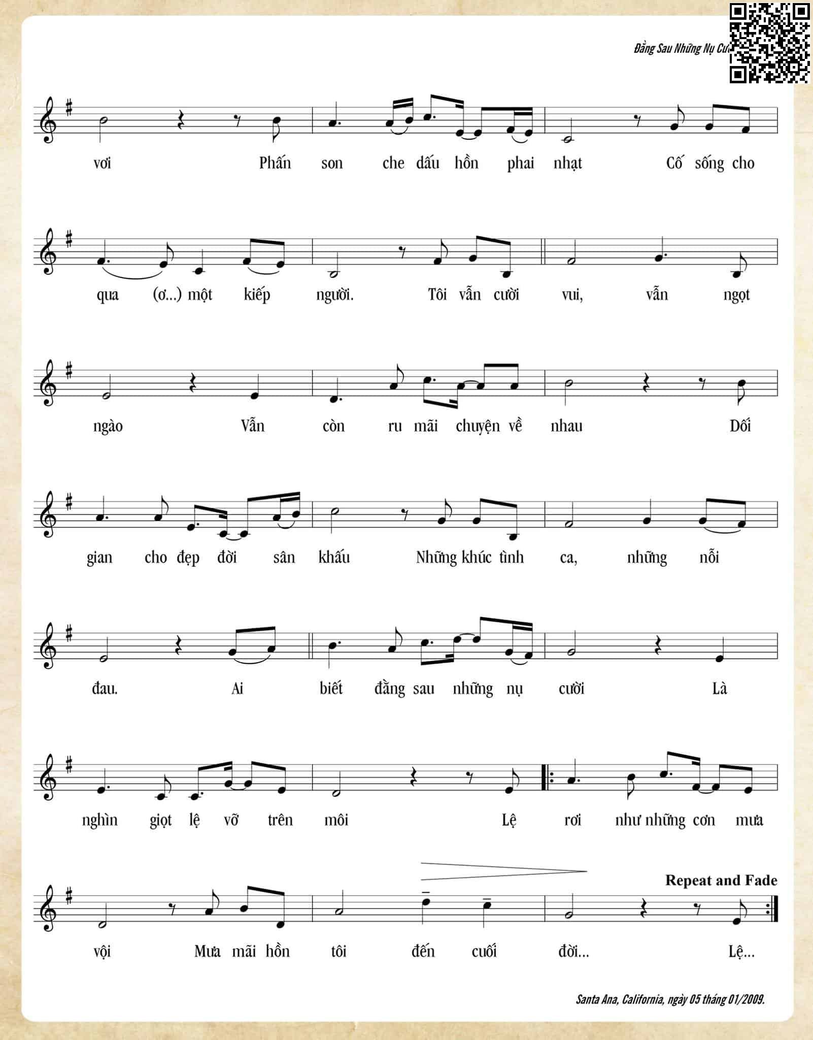 Page 2 of Sheet music PDF Đằng sau những nụ cười - Trần Duy Đức