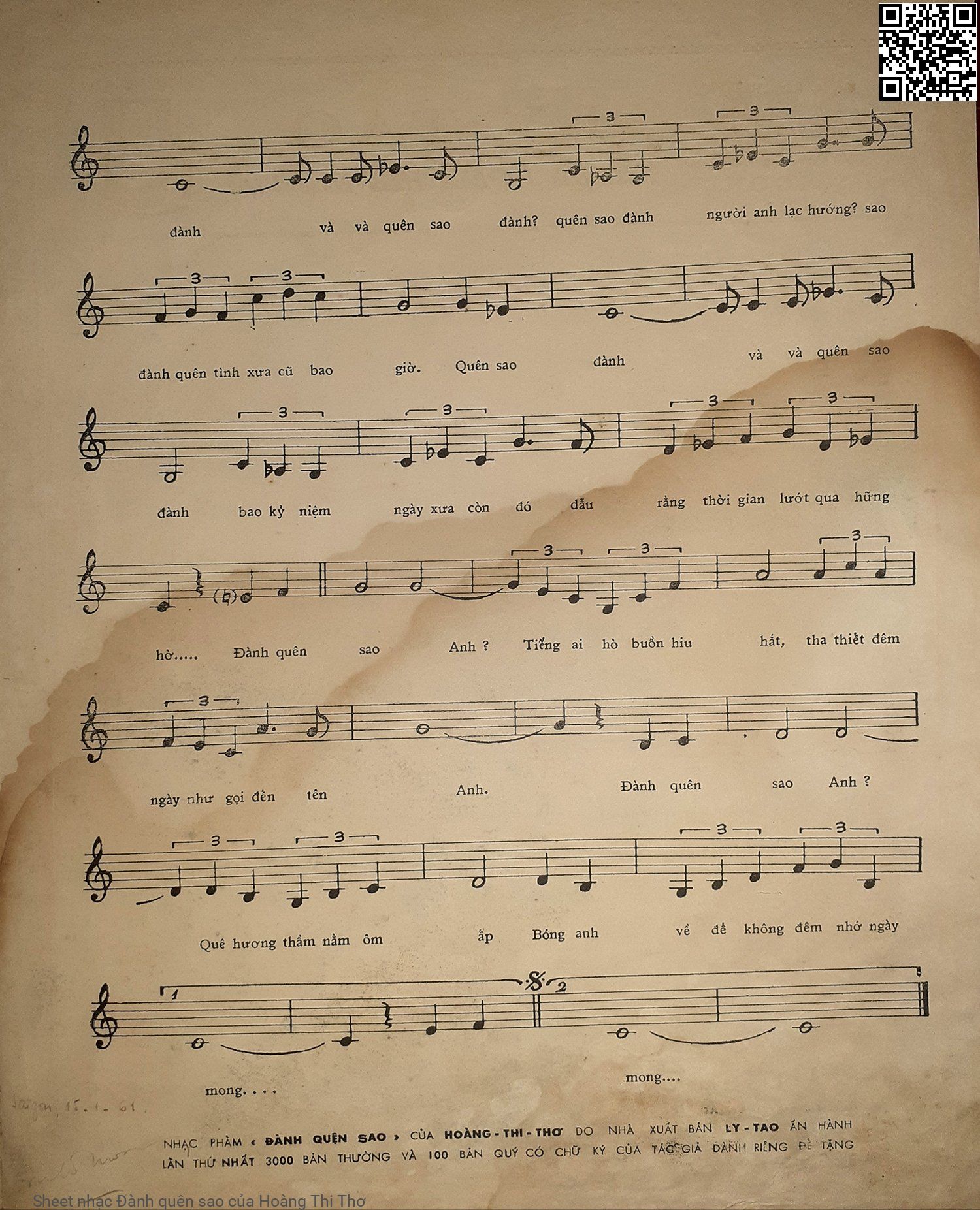 Page 3 of Sheet music PDF Đành quên sao - Hoàng Thi Thơ