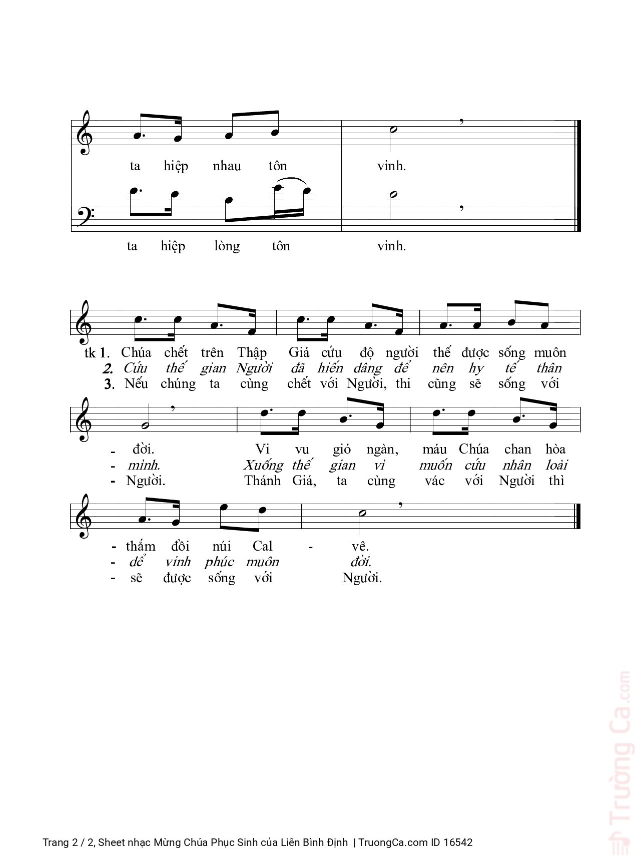 Page 2 of Sheet music PDF Mừng Chúa Phục Sinh - Liên Bình Định