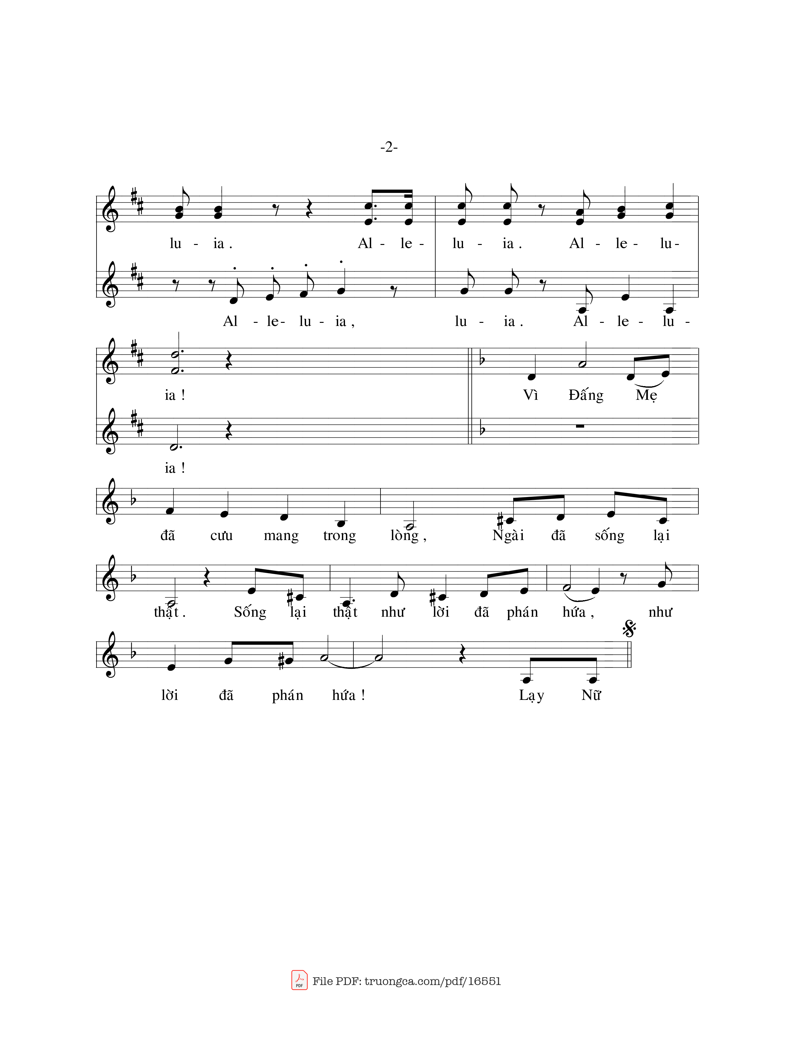 Page 2 of Sheet music PDF Lạy Nữ Vương Thiên đàng - Hải Ánh