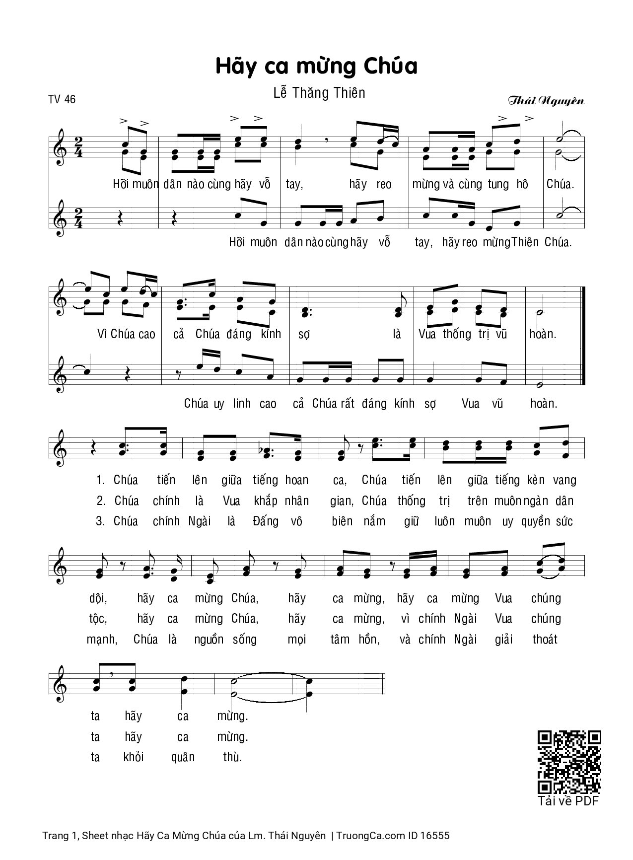 Hỡi muôn dân nào cùng vỗ tay hãy reo mừng và cùng tung hô Chúa, Trang 1