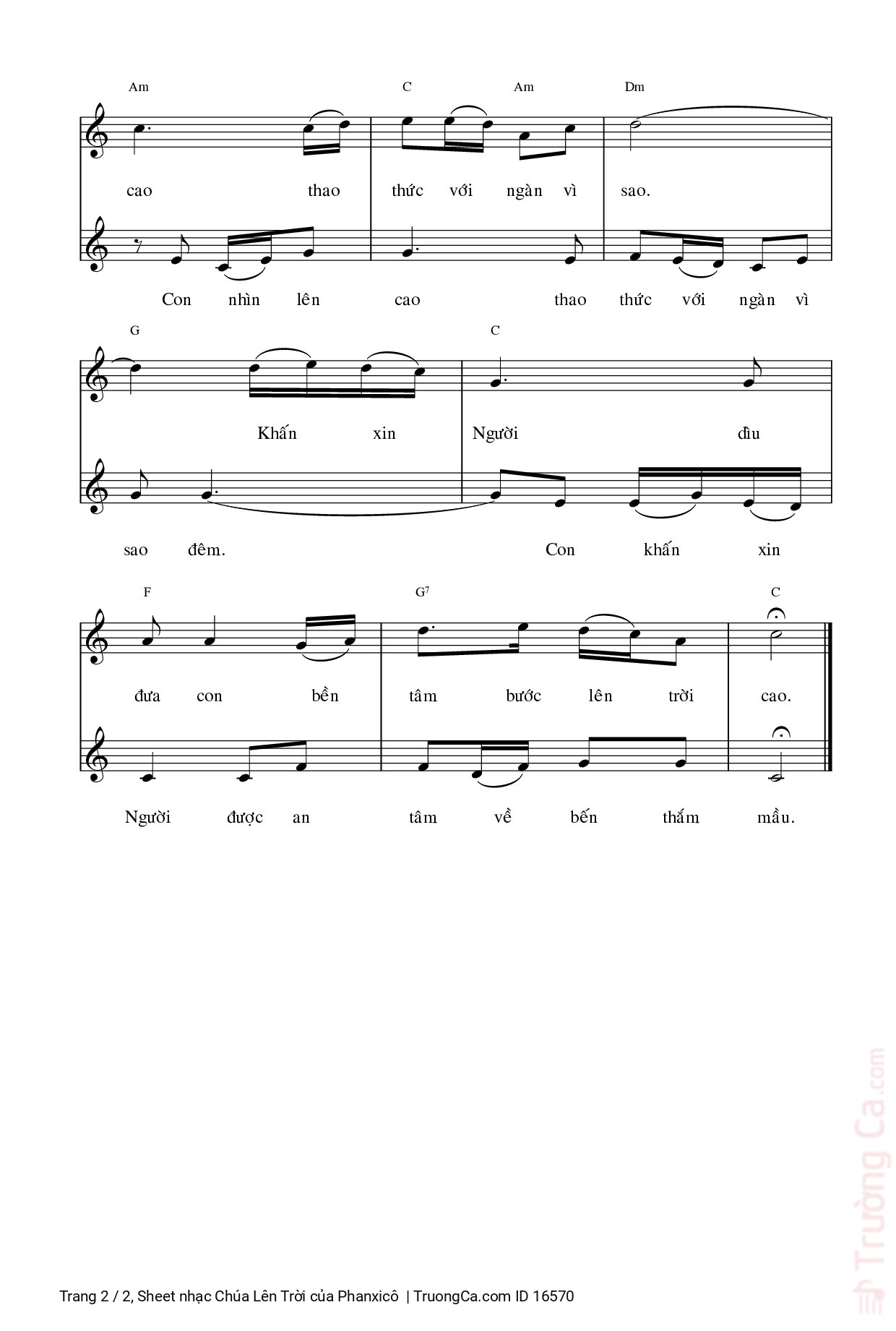 Page 2 of Sheet music PDF Chúa Lên Trời - Phanxicô