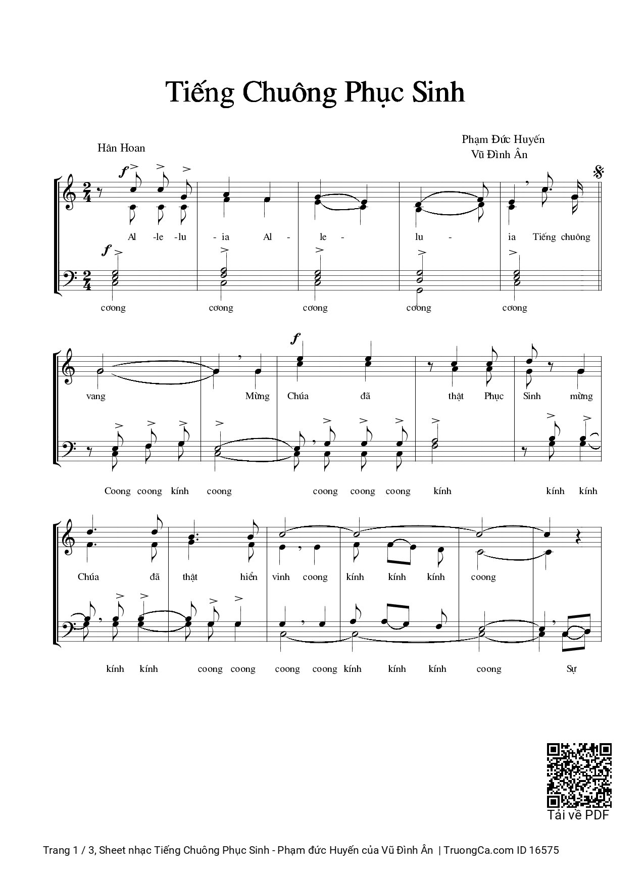 Sheet PDF of Tiếng Chuông Phục Sinh - Phạm đức Huyến