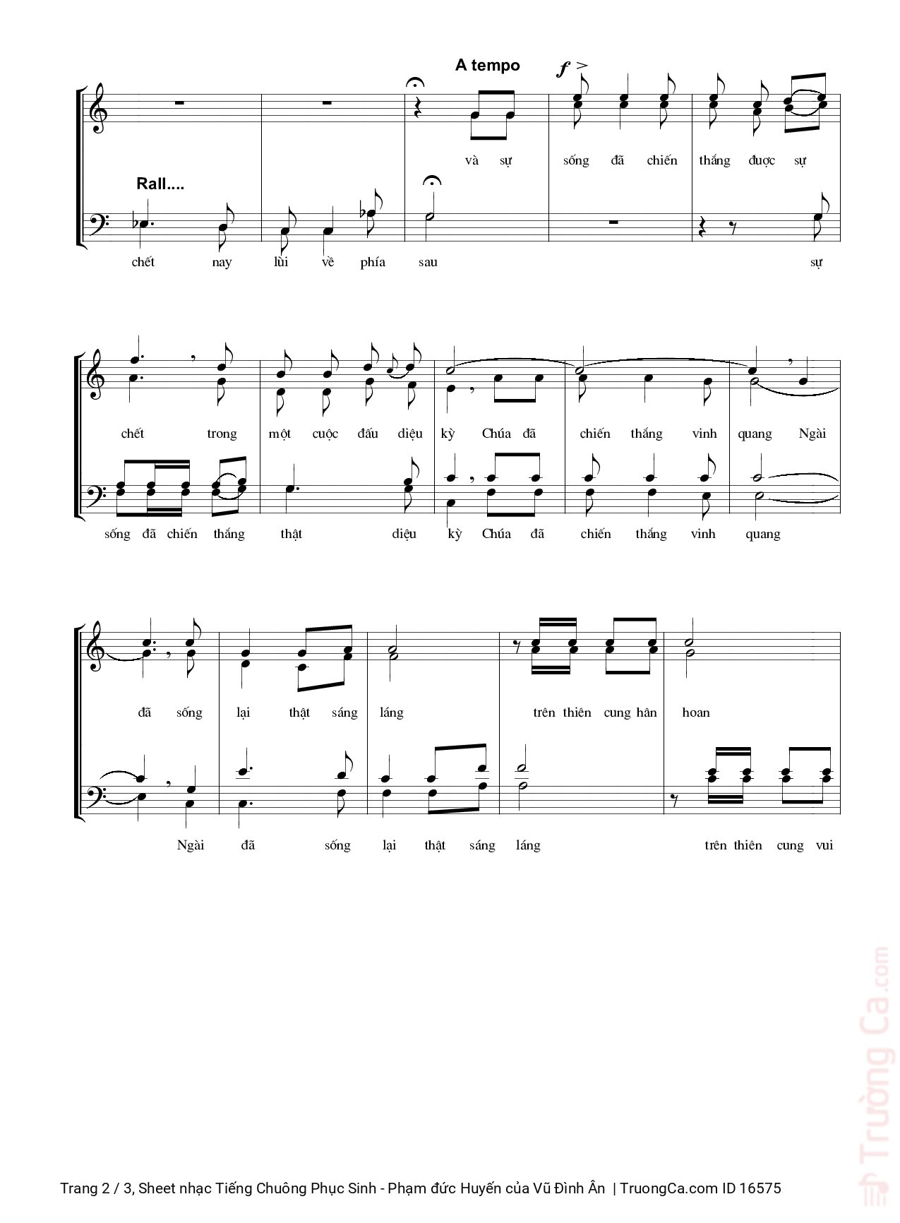 Page 2 of Sheet music PDF Tiếng Chuông Phục Sinh - Phạm đức Huyến - Vũ Đình Ân
