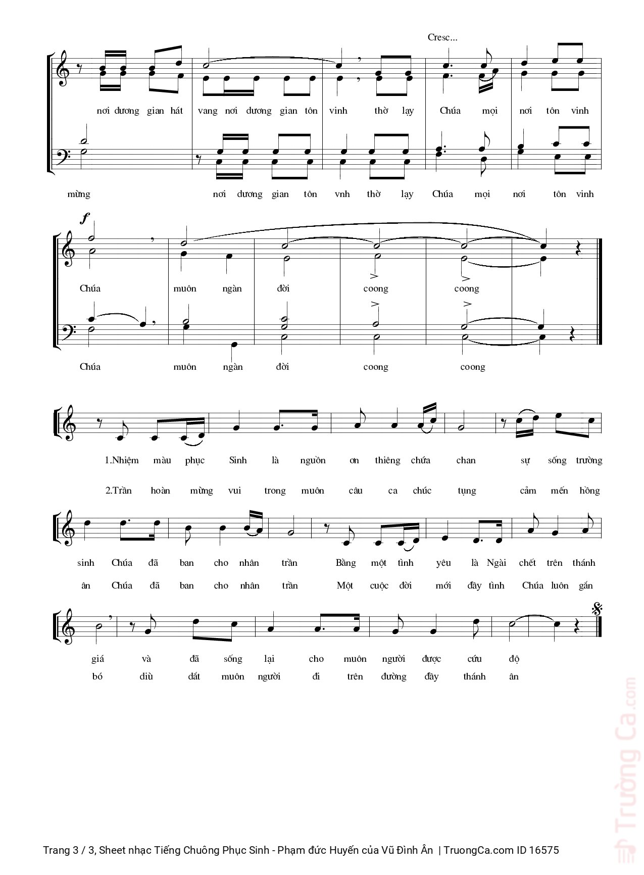 Page 3 of Sheet music PDF Tiếng Chuông Phục Sinh - Phạm đức Huyến - Vũ Đình Ân