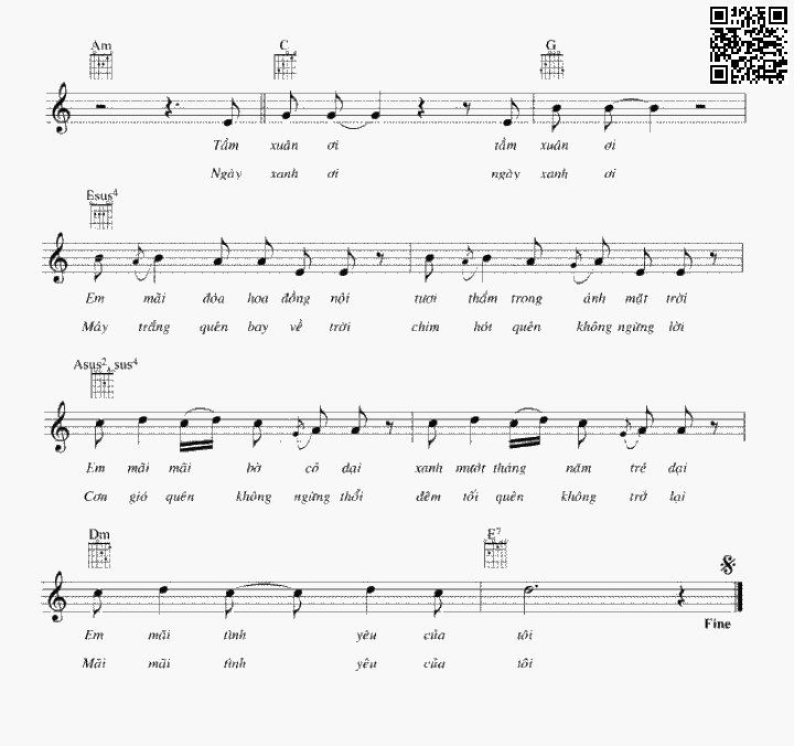Page 2 of Sheet music PDF Đánh thức tầm xuân - Dương Thụ