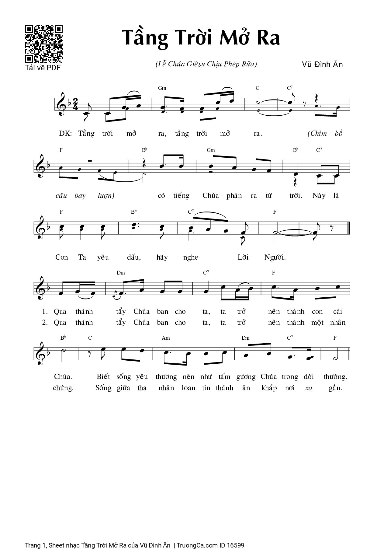 Sheet PDF of Tầng Trời Mở Ra