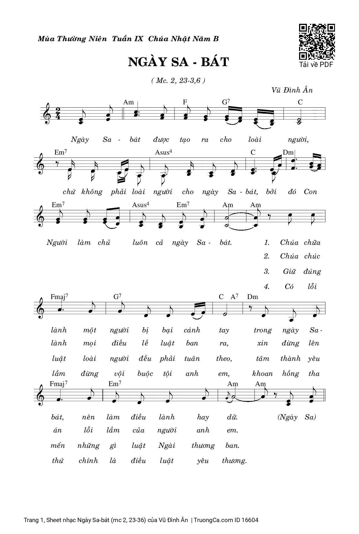 Sheet PDF of Ngày Sa-bát (mc 2, 23-36)