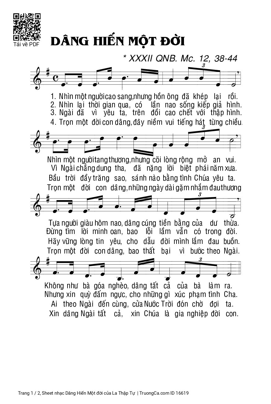 Sheet PDF of Dâng Hiến Một đời