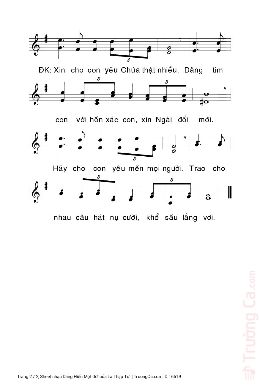Page 2 of Sheet music PDF Dâng Hiến Một đời - La Thập Tự