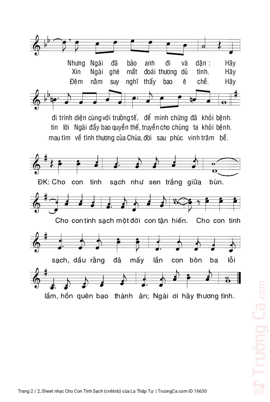Page 2 of Sheet music PDF Cho Con Tinh Sạch (cn6tnb) - La Thập Tự