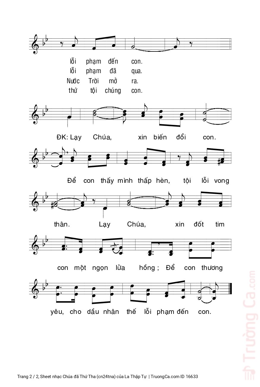 Page 2 of Sheet music PDF Chúa đã Thứ Tha (cn24tna) - La Thập Tự