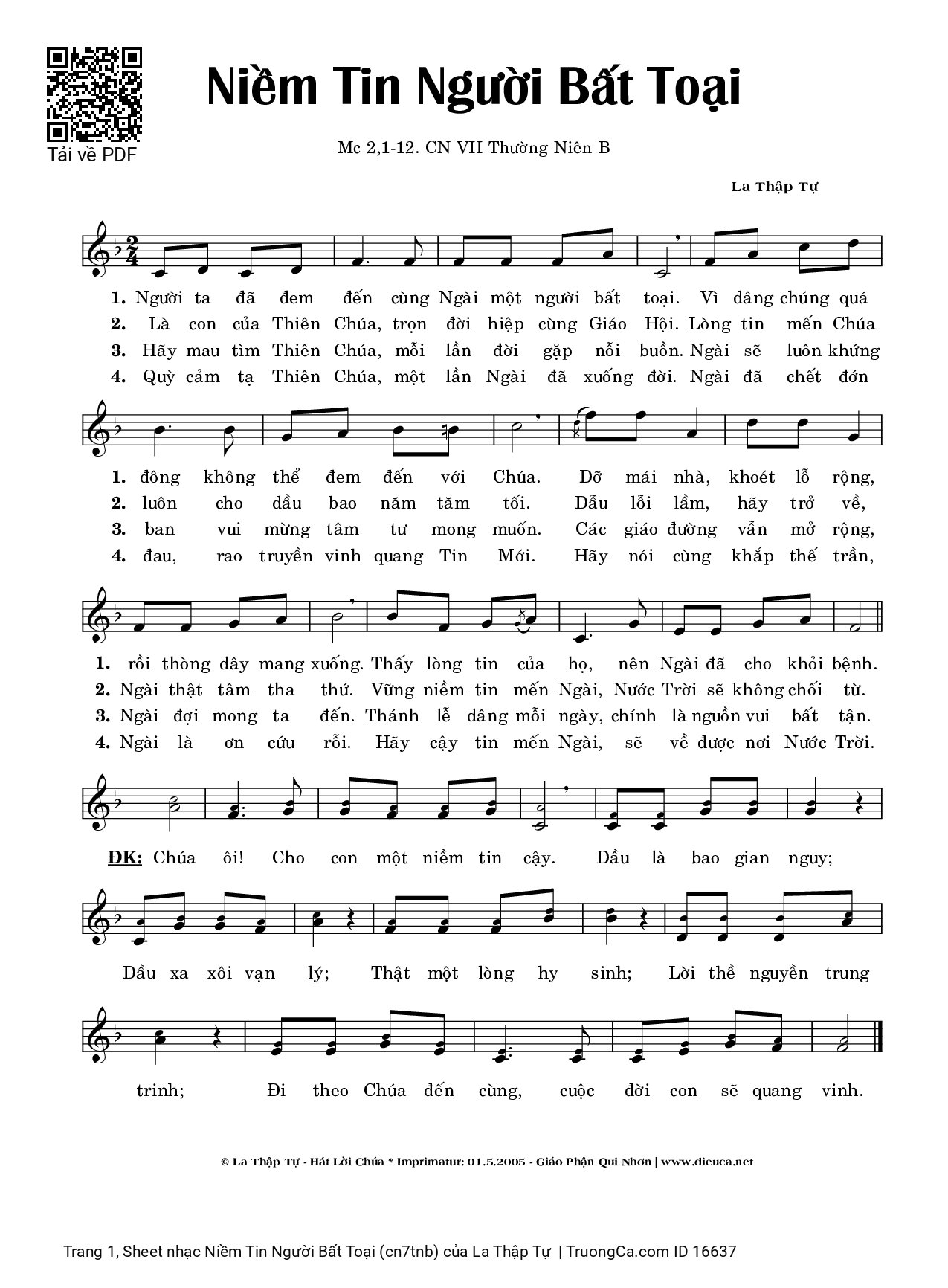 Sheet PDF of Niềm Tin Người Bất Toại (cn7tnb)