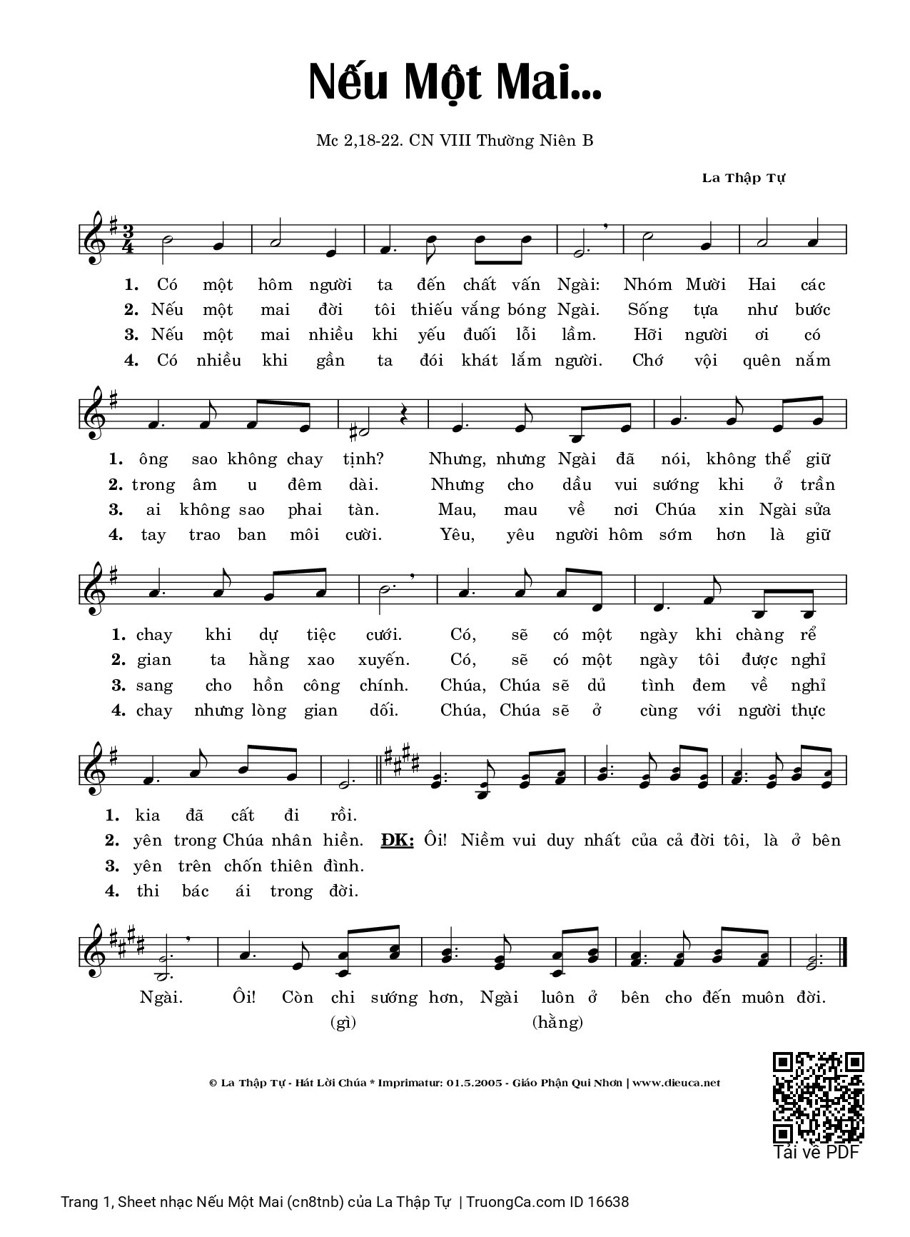 Sheet PDF of Nếu Một Mai (cn8tnb)