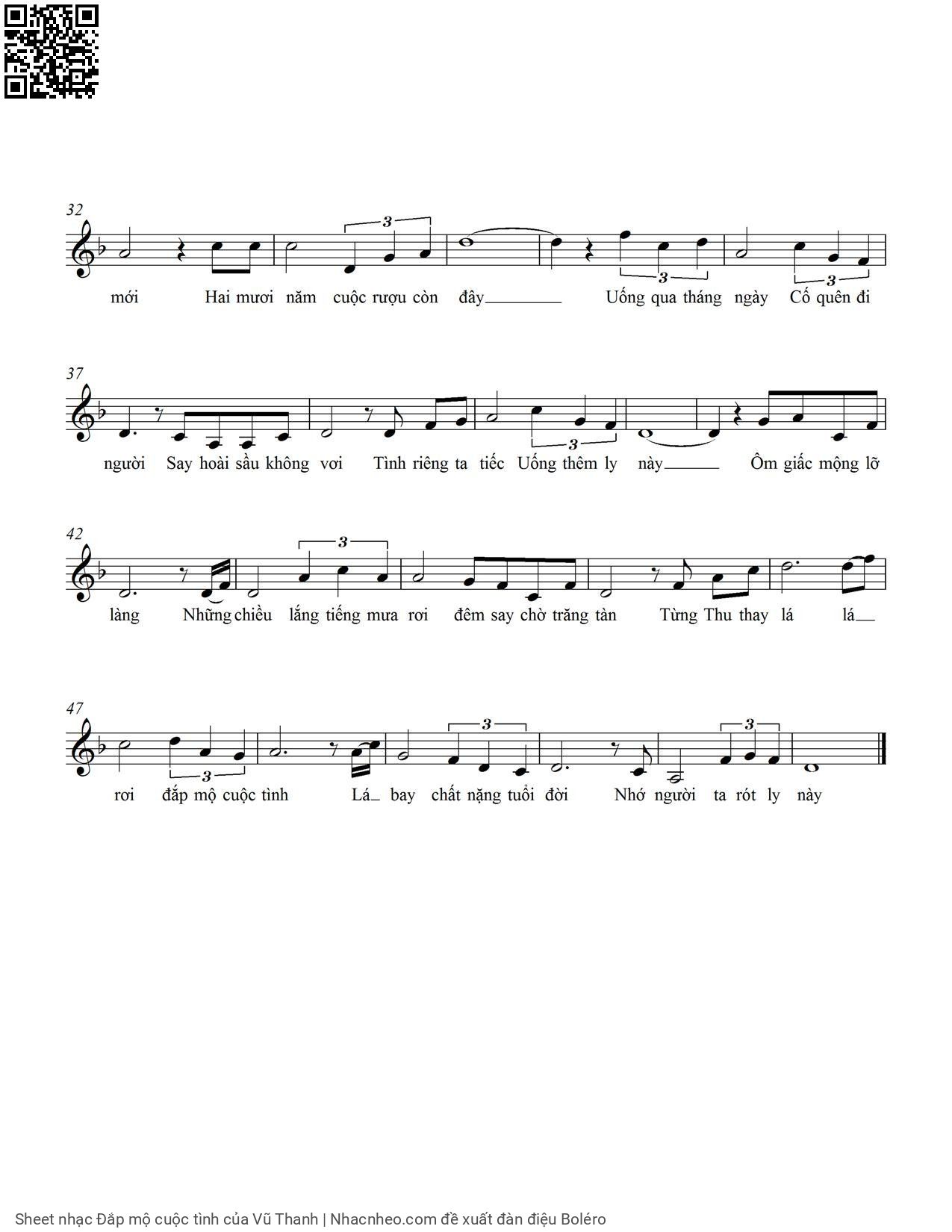 Page 2 of Sheet music PDF Đắp mộ cuộc tình - Vũ Thanh