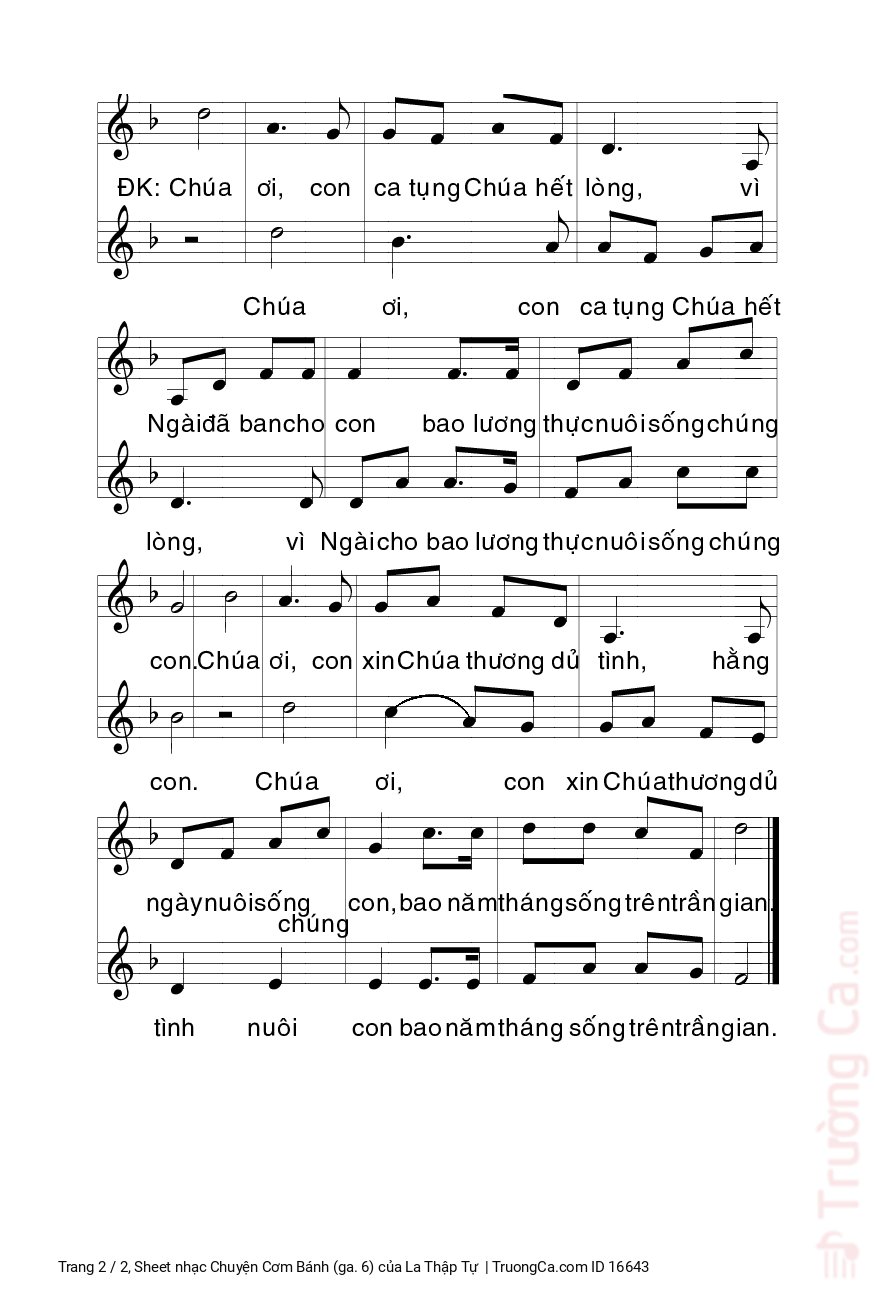 Page 2 of Sheet music PDF Chuyện Cơm Bánh (ga. 6) - La Thập Tự