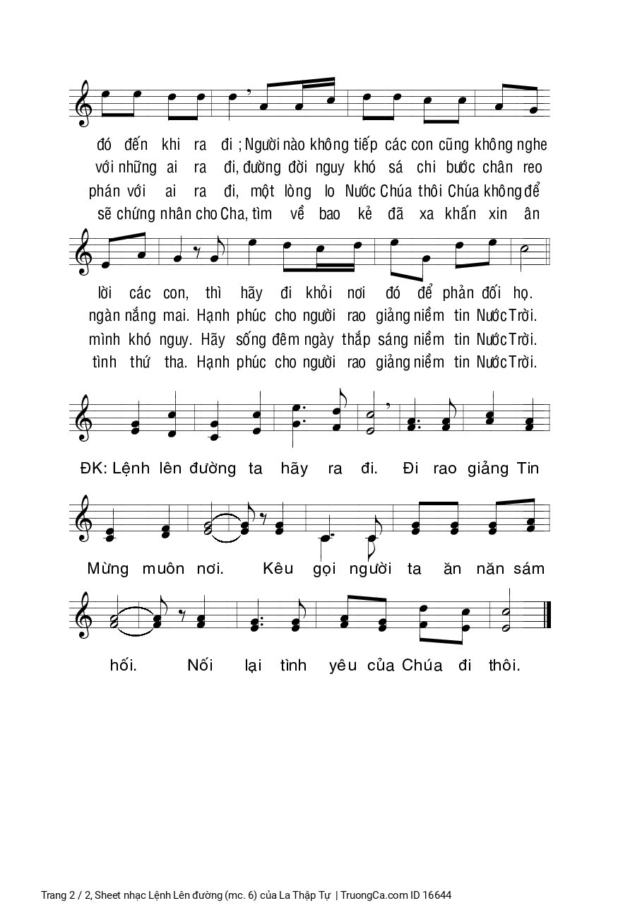 Page 2 of Sheet music PDF Lệnh Lên đường (mc. 6) - La Thập Tự