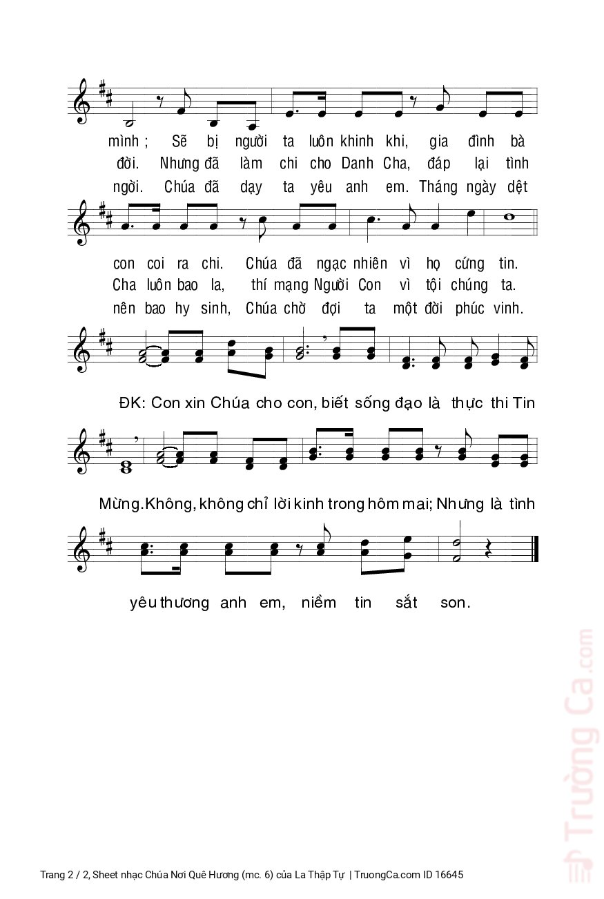 Page 2 of Sheet music PDF Chúa Nơi Quê Hương (mc. 6) - La Thập Tự