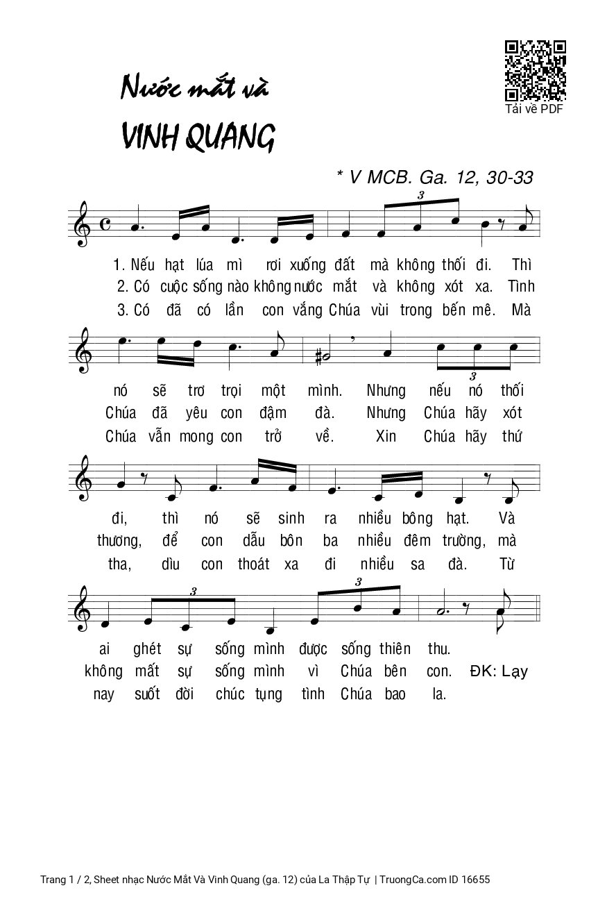 Sheet PDF of Nước Mắt Và Vinh Quang (ga. 12)