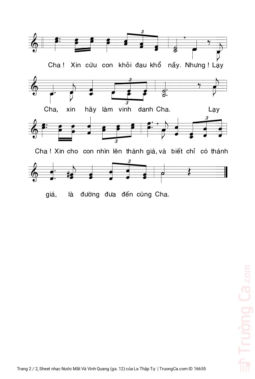 Page 2 of Sheet music PDF Nước Mắt Và Vinh Quang (ga. 12) - La Thập Tự