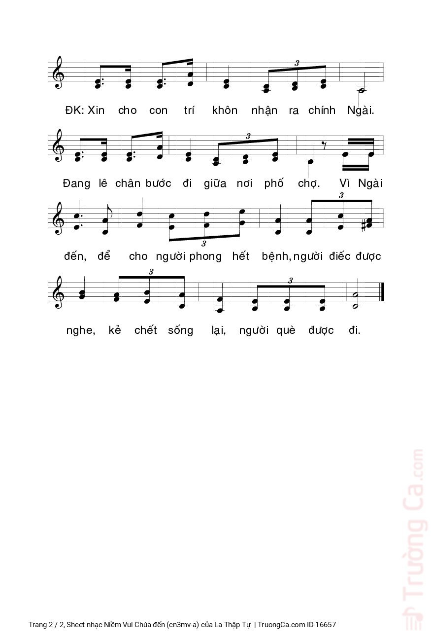 Page 2 of Sheet music PDF Niềm Vui Chúa đến (cn3mv-a) - La Thập Tự