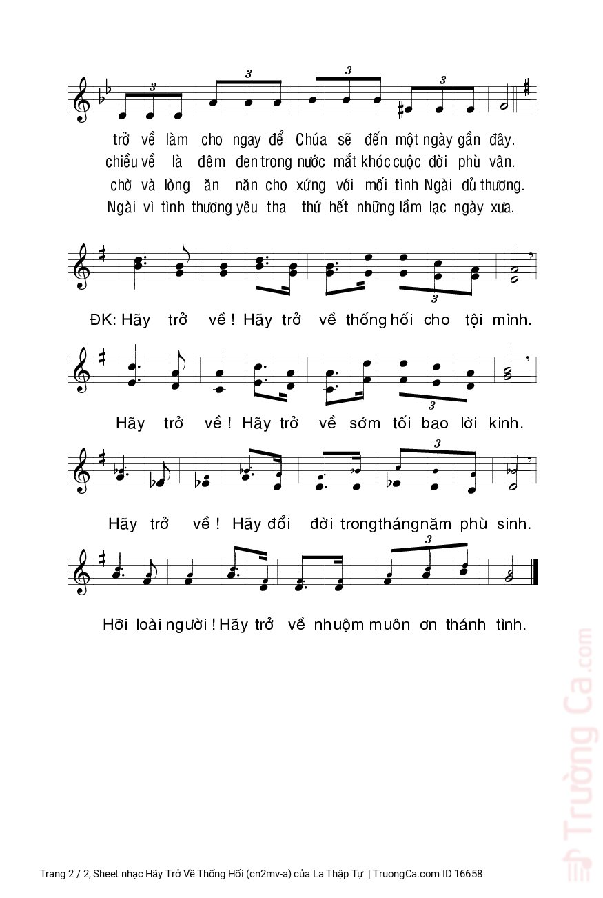 Page 2 of Sheet music PDF Hãy Trở Về Thống Hối (cn2mv-a) - La Thập Tự
