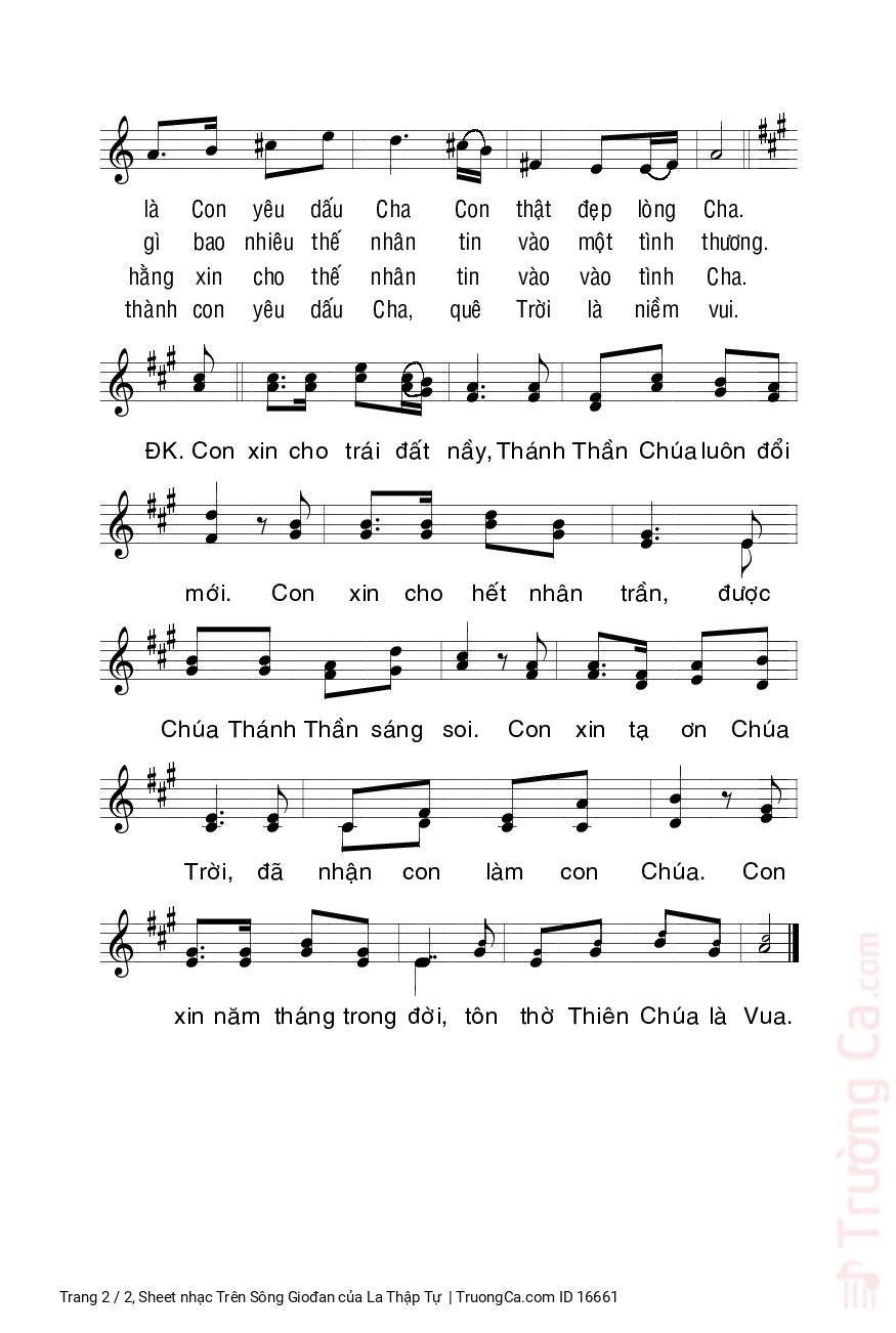 Page 2 of Sheet music PDF Trên Sông Giođan - La Thập Tự