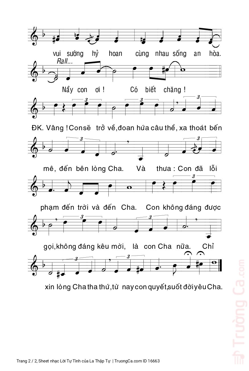 Page 2 of Sheet music PDF Lời Tự Tình - La Thập Tự