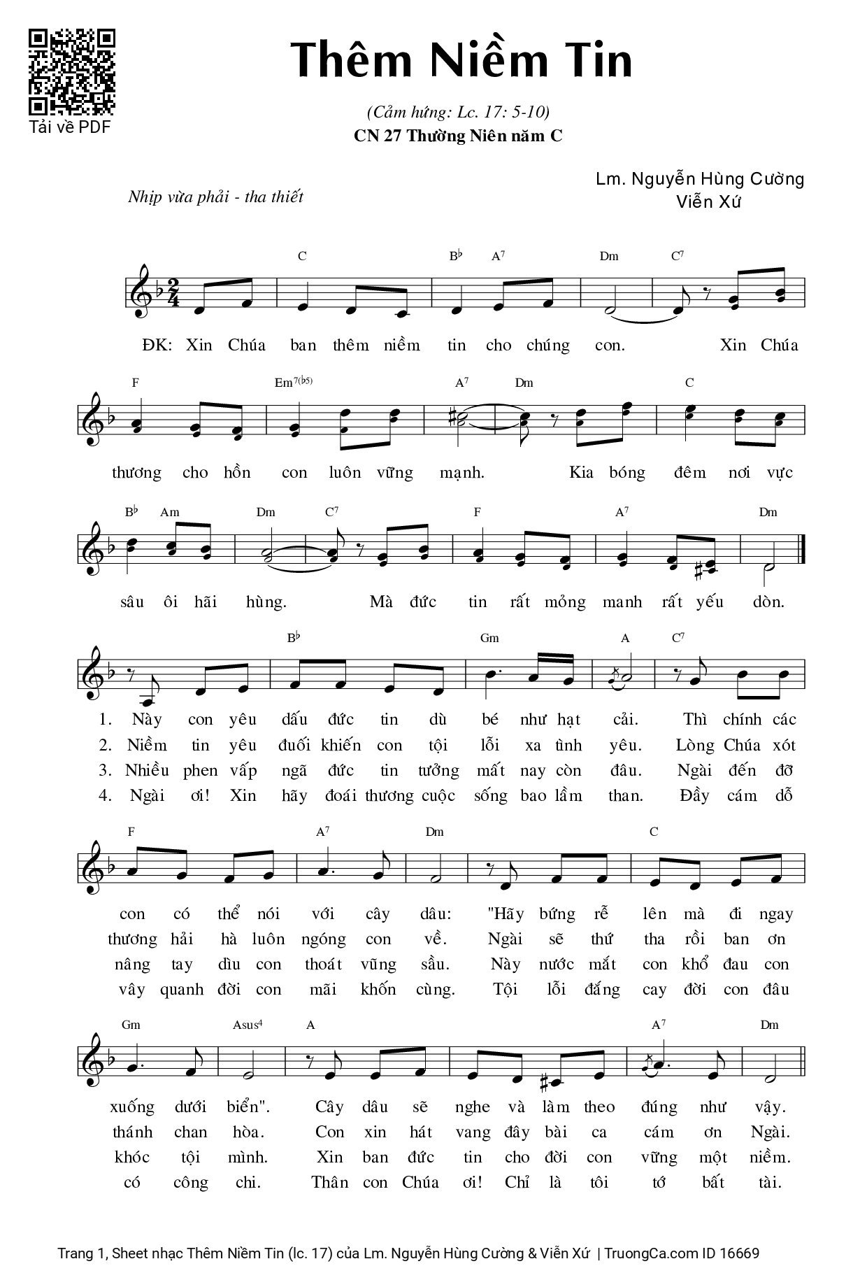 Sheet PDF of Thêm Niềm Tin (lc. 17)