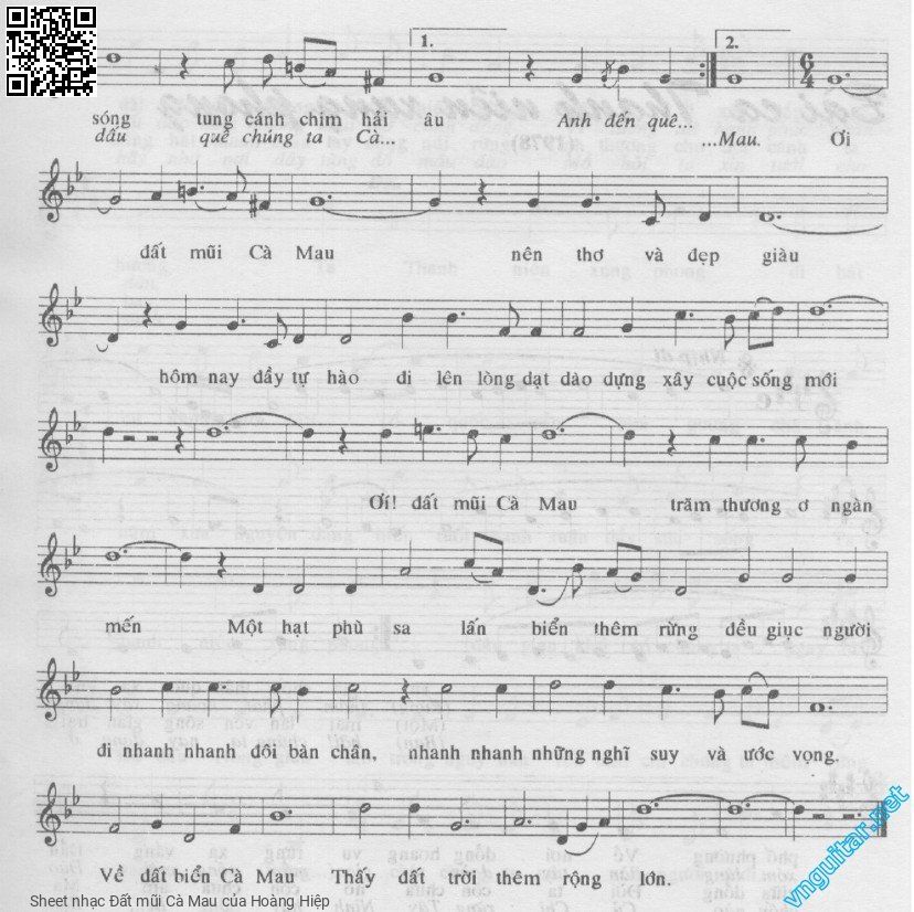 Page 2 of Sheet music PDF Đất mũi Cà Mau - Hoàng Hiệp