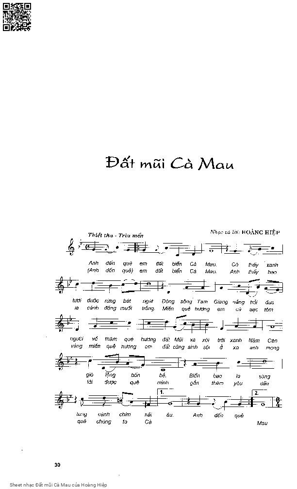 Page 3 of Sheet music PDF Đất mũi Cà Mau - Hoàng Hiệp