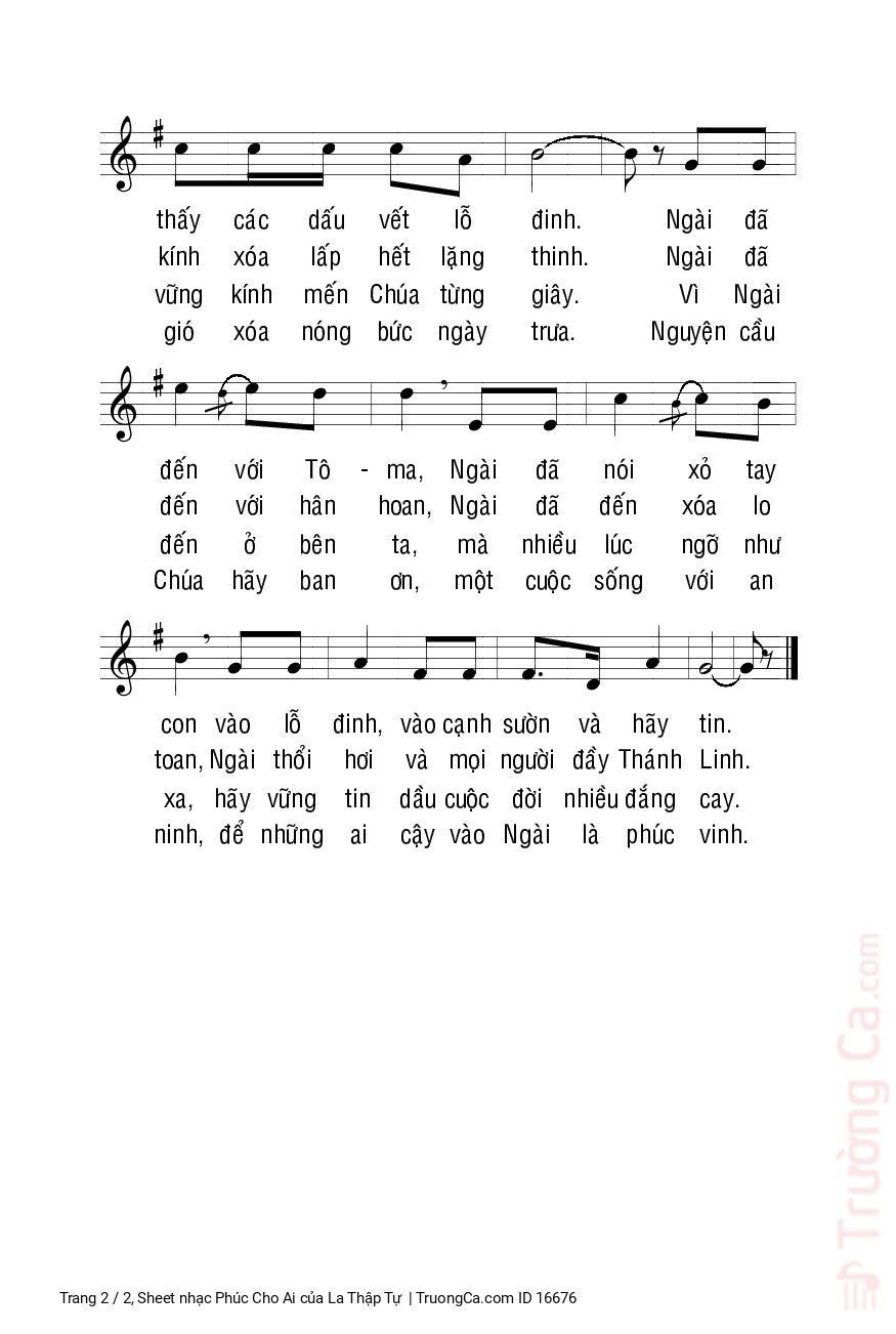 Page 2 of Sheet music PDF Phúc Cho Ai - La Thập Tự