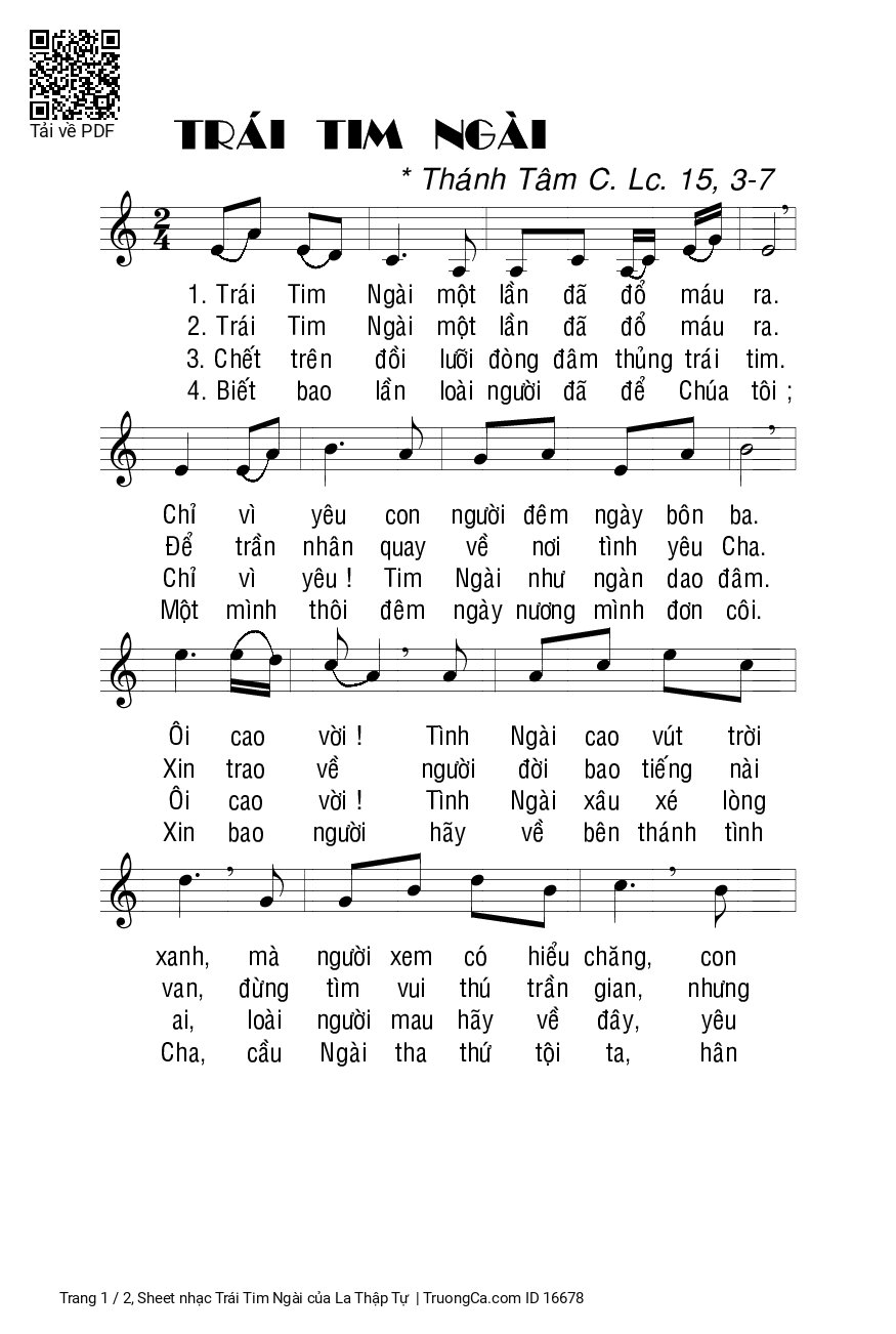 Sheet PDF of Trái Tim Ngài