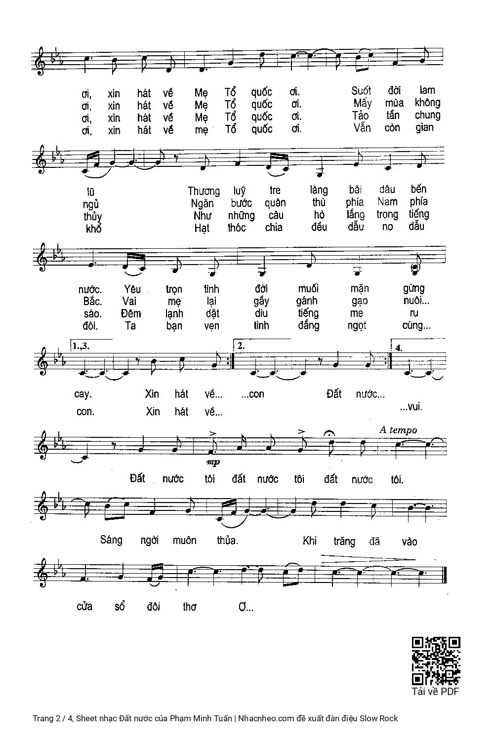 Page 2 of Sheet music PDF Đất nước - Phạm Minh Tuấn