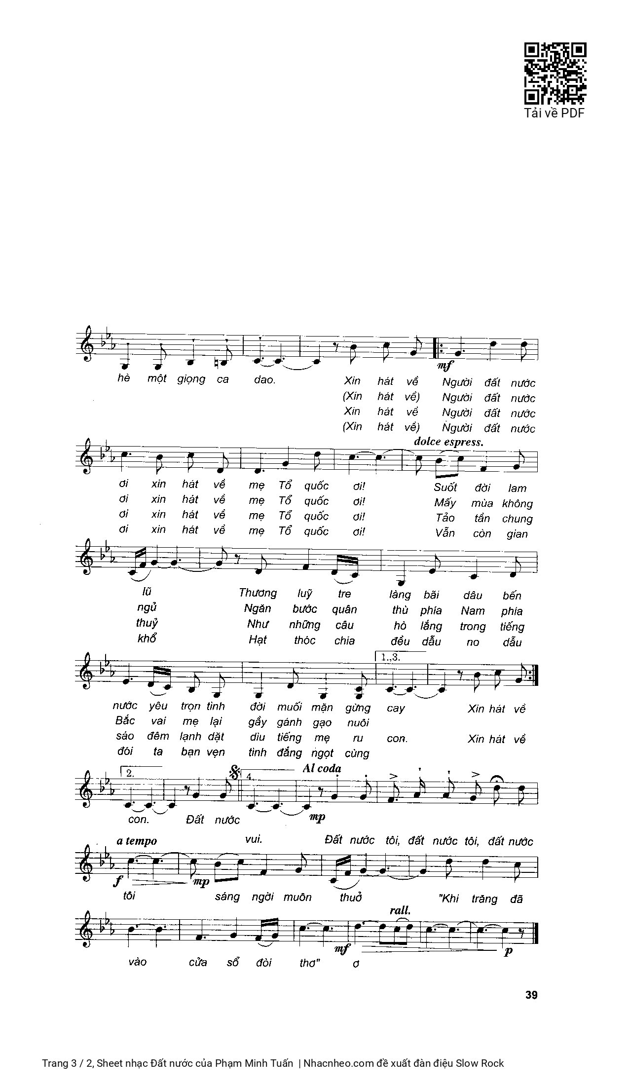 Page 4 of Sheet music PDF Đất nước - Phạm Minh Tuấn