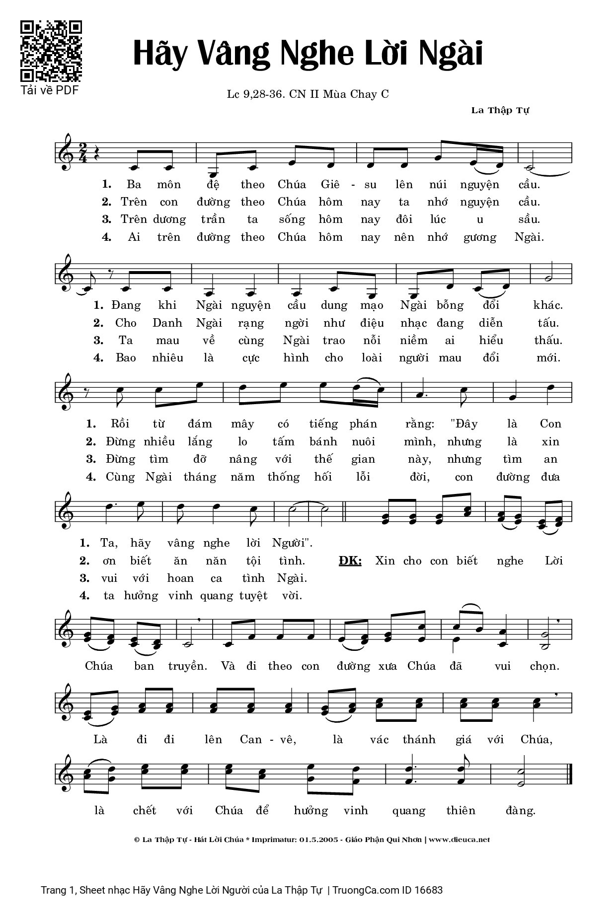 Sheet PDF of Hãy Vâng Nghe Lời Người