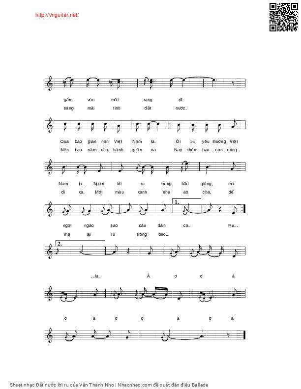 Page 2 of Sheet music PDF Đất nước lời ru - Văn Thành Nho